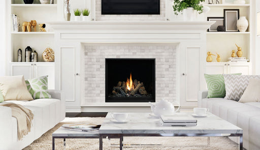 Kingsman ZCV34 gas fireplace with porcelain liner and LOGC44 log set