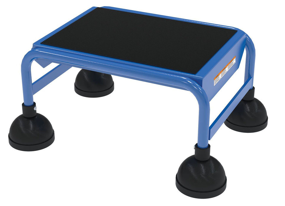 Vestil LAD-1-B Steel Commercial Spring Loaded Ladder 1 Step 16 in. Wide with Anti-Slip Rubber Mat 300 lb. Capacity Blue