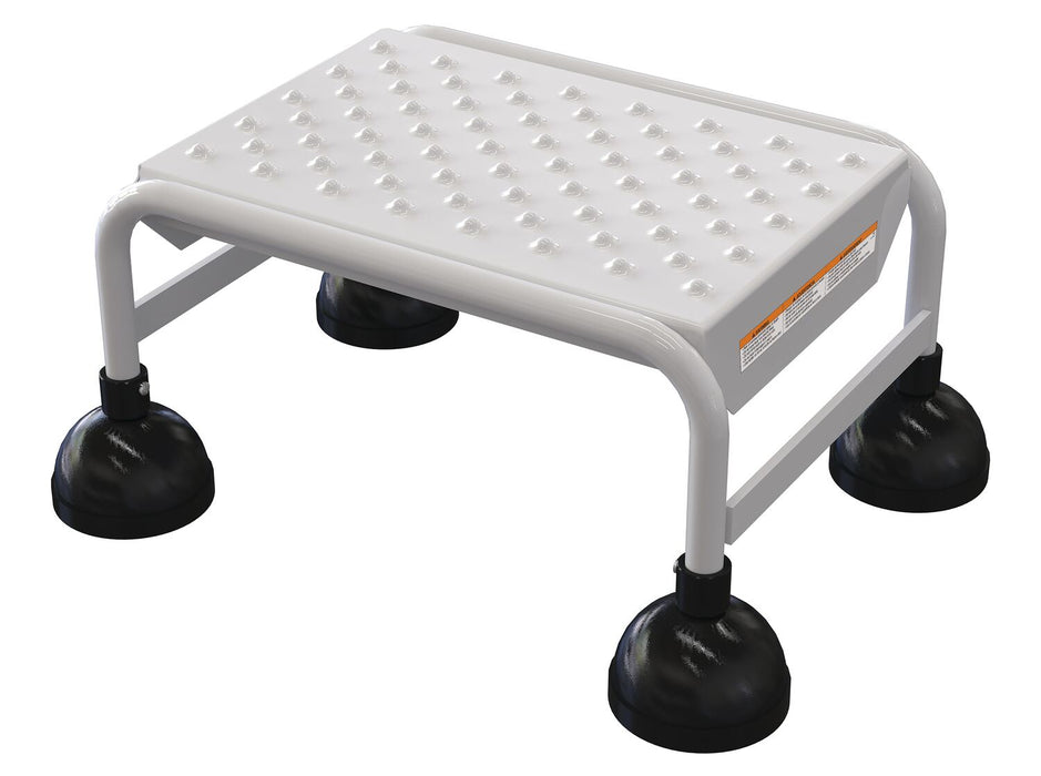 Vestil LAD-1-W-P Steel Commercial Spring Loaded Ladders 1 Perforated 16 in. Step Width 300 lb. Capacity White