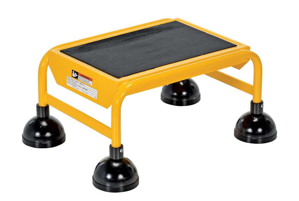 Vestil LAD-1-Y Steel Commercial Spring Loaded Ladder 1 Step 16 in. Wide with Anti-Slip Rubber Mat 300 lb. Capacity Yellow