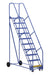 Vestil LAD-10-14-G Steel Rolling Warehouse Ladder 58 Degree 10 Grip Strut 23-9/16 in. Step Width 350 lb. Capacity Blue