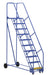 Vestil LAD-10-21-G Steel Rolling Warehouse Ladder 58 Degree 10 Grip Strut 23-9/16 in. Step Width 350 lb. Capacity Blue