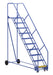 Vestil LAD-10-21-P-EZ Steel Rolling Warehouse Ladder 50 Degree 10 Perforated 23-9/16 in. Step Width 350 lb. Capacity Blue