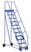 Vestil LAD-11-14-G Steel Rolling Warehouse Ladder 58 Degree 11 Grip Strut 23-9/16 in. Step Width 350 lb. Capacity Blue