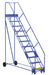 Vestil LAD-11-14-P-EZ Steel Rolling Warehouse Ladder 50 Degree 11 Perforated 23-9/16 in. Step Width 350 lb. Capacity Blue