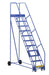 Vestil LAD-11-21-G Steel Rolling Warehouse Ladder 58 Degree 11 Grip Strut 23-9/16 in. Step Width 350 lb. Capacity Blue