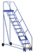 Vestil LAD-11-21-P-EZ Steel Rolling Warehouse Ladder 50 Degree 11 Perforated 23-9/16 in. Step Width 350 lb. Capacity Blue