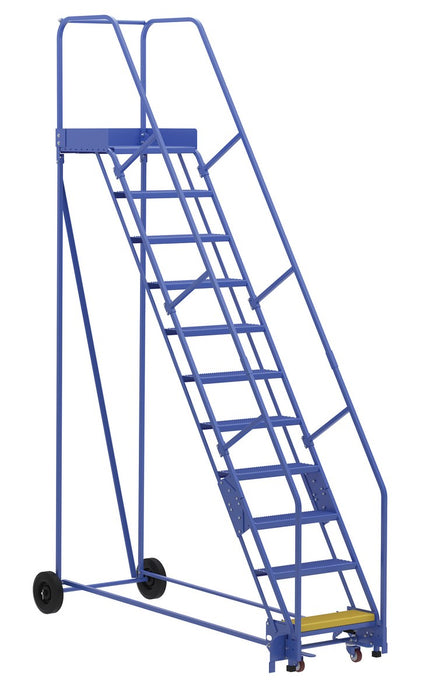 Vestil LAD-11-21-P Steel Rolling Warehouse Ladder 58 Degree 11 Perforated 23-9/16 in. Step Width 350 lb. Capacity Blue