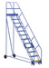 Vestil LAD-12-21-G-EZ Steel Rolling Warehouse Ladder 50 Degree 12 Grip Strut 23-9/16 in. Step Width 350 lb. Capacity Blue