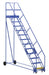 Vestil LAD-12-21-P-EZ Steel Rolling Warehouse Ladder 50 Degree 12 Perforated 23-9/16 in. Step Width 350 lb. Capacity Blue