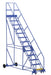 Vestil LAD-13-14-G-EZ Steel Rolling Warehouse Ladder 50 Degree 13 Grip Strut 23-9/16 in. Step Width 350 lb. Capacity Blue
