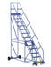 Vestil LAD-13-14-P-EZ Steel Rolling Warehouse Ladder 50 Degree 13 Perforated 23-9/16 in. Step Width 350 lb. Capacity Blue