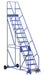Vestil LAD-13-14-P Steel Rolling Warehouse Ladder 58 Degree 13 Perforated 23-9/16 in. Step Width 350 lb. Capacity Blue
