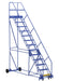 Vestil LAD-13-21-G-EZ Steel Rolling Warehouse Ladder 50 Degree 13 Grip Strut 23-9/16 in. Step Width 350 lb. Capacity Blue