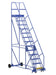 Vestil LAD-13-21-P Steel Rolling Warehouse Ladder 58 Degree 13 Perforated 23-9/16 in. Step Width 350 lb. Capacity Blue