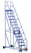 Vestil LAD-14-14-G Steel Rolling Warehouse Ladder 58 Degree 14 Grip Strut 23-9/16 in. Step Width 350 lb. Capacity Blue