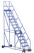 Vestil LAD-14-14-P-EZ Steel Rolling Warehouse Ladder 50 Degree 14 Perforated 23-9/16 in. Step Width 350 lb. Capacity Blue