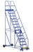 Vestil LAD-14-21-G Steel Rolling Warehouse Ladder 58 Degree 14 Grip Strut 23-9/16 in. Step Width 350 lb. Capacity Blue