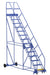 Vestil LAD-14-21-P-EZ Steel Rolling Warehouse Ladder 50 Degree 14 Perforated 23-9/16 in. Step Width 350 lb. Capacity Blue