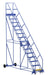 Vestil LAD-15-14-G-EZ Steel Rolling Warehouse Ladder 50 Degree 15 Grip Strut 23-9/16 in. Step Width 350 lb. Capacity Blue