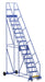 Vestil LAD-15-14-G Steel Rolling Warehouse Ladder 58 Degree 15 Grip Strut 23-9/16 in. Step Width 350 lb. Capacity Blue