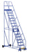Vestil LAD-15-21-G Steel Rolling Warehouse Ladder 58 Degree 15 Grip Strut 23-9/16 in. Step Width 350 lb. Capacity Blue