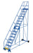 Vestil LAD-16-14-G-EZ Steel Rolling Warehouse Ladder 50 Degree 16 Grip Strut 23-9/16 in. Step Width 350 lb. Capacity Blue