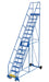 Vestil LAD-16-14-G Steel Rolling Warehouse Ladder 58 Degree 16 Grip Strut 23-9/16 in. Step Width 350 lb. Capacity Blue