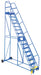 Vestil LAD-16-21-G Steel Rolling Warehouse Ladder 58 Degree 16 Grip Strut 23-9/16 in. Step Width 350 lb. Capacity Blue