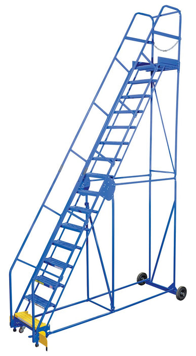 Vestil LAD-16-21-G steel rolling warehouse ladder - view 2