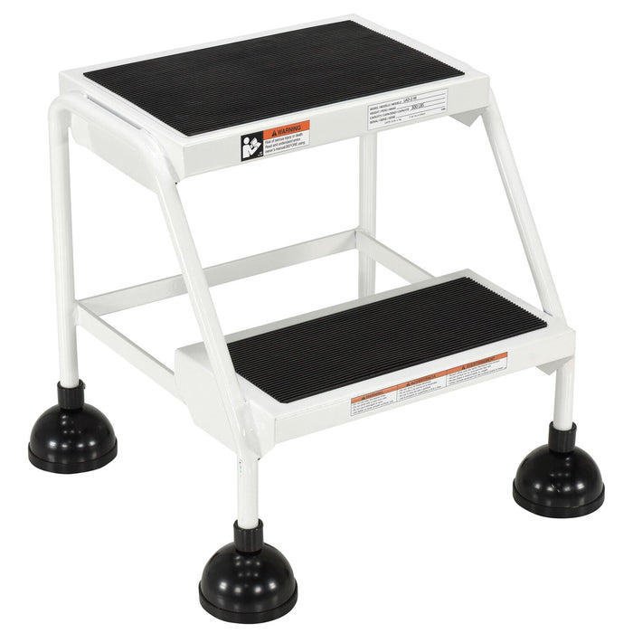 Vestil LAD-2-W Steel Commercial Spring Loaded Ladder 2 Steps 16 in. Wide 58 Degree with Anti-Slip Rubber Mats 300 lb. Capacit