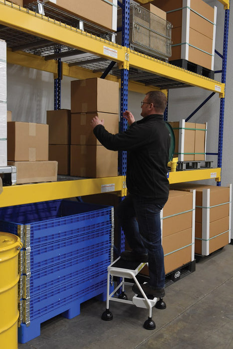 Vestil LAD-2-W steel commercial spring loaded ladder - view 5