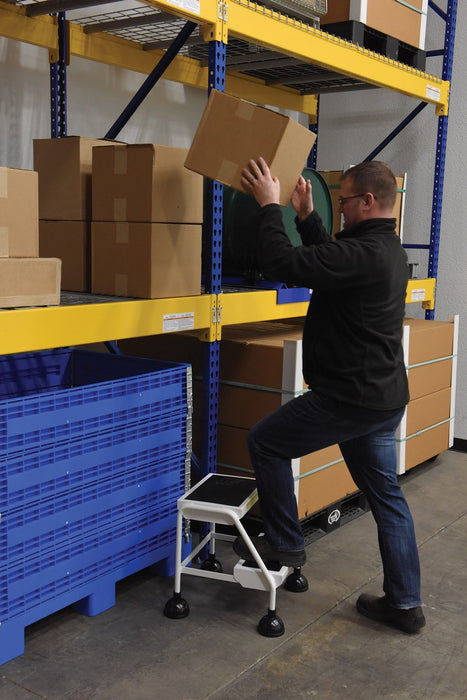 Vestil LAD-2-W steel commercial spring loaded ladder - view 6