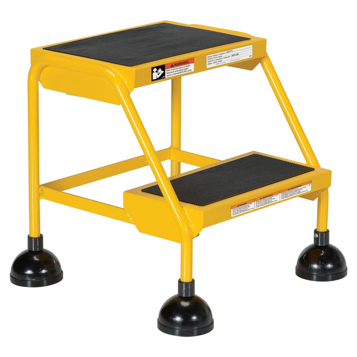 Vestil LAD-2-Y Steel Commercial Spring Loaded Ladder 2 Steps 16 in. Wide 58 Degree with Anti-Slip Rubber Mats 300 lb. Capacit