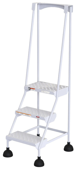 Vestil LAD-3-W-P Steel Commercial Spring Loaded Ladders 58 Degree 3 Perforated 16 in. Step Width 300 lb. Capacity White