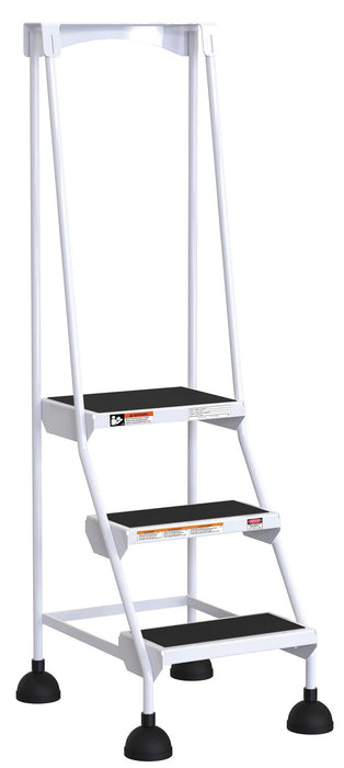 Vestil LAD-3-W Steel Commercial Spring Loaded Ladder 3 Steps 16 in. Wide 58 Degree with Anti-Slip Rubber Mats 300 lb. Capacit
