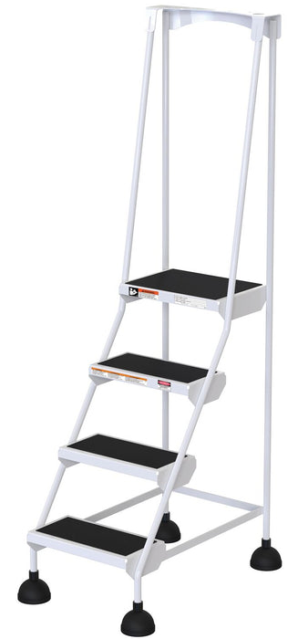 Vestil LAD-4-W Steel Commercial Spring Loaded Ladder 4 Steps 16 in. Wide 58 Degree with Anti-Slip Rubber Mats 300 lb. Capacit