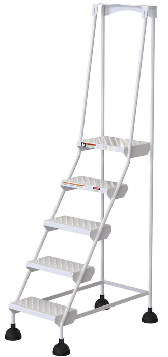 Vestil LAD-5-W-P Steel Commercial Spring Loaded Ladders 58 Degree 5 Perforated 16 in. Step Width 300 lb. Capacity White