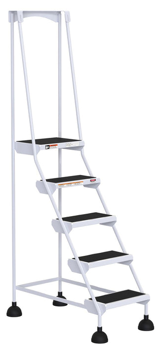 Vestil LAD-5-W Steel Commercial Spring Loaded Ladder 5 Steps 16 in. Wide 58 Degree with Anti-Slip Rubber Mats 300 lb. Capacit