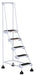 Vestil LAD-5-W Steel Commercial Spring Loaded Ladder 5 Steps 16 in. Wide 58 Degree with Anti-Slip Rubber Mats 300 lb. Capacit