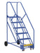 Vestil LAD-6-14-G-EZ Steel Rolling Warehouse Ladder 50 Degree 6 Grip Strut 23-9/16 in. Step Width 350 lb. Capacity Blue