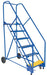 Vestil LAD-6-14-P-EZ Steel Rolling Warehouse Ladder 50 Degree 6 Perforated 23-9/16 in. Step Width 350 lb. Capacity Blue