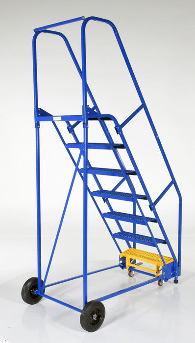 Vestil LAD-7-14-G steel rolling warehouse ladder - view 5