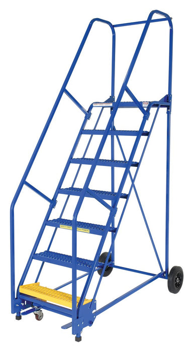 Vestil LAD-7-14-G steel rolling warehouse ladder - view 2