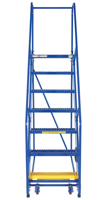 Vestil LAD-7-14-G steel rolling warehouse ladder - view 3