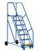 Vestil LAD-7-21-P Steel Rolling Warehouse Ladder 58 Degree 7 Perforated 23-9/16 in. Step Width 350 lb. Capacity Blue
