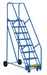 Vestil LAD-8-14-G Steel Rolling Warehouse Ladder 58 Degree 8 Grip Strut 23-9/16 in. Step Width 350 lb. Capacity Blue