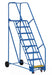 Vestil LAD-8-21-G Steel Rolling Warehouse Ladder 58 Degree 8 Grip Strut 23-9/16 in. Step Width 350 lb. Capacity Blue