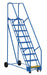 Vestil LAD-9-14-G Steel Rolling Warehouse Ladder 58 Degree 9 Grip Strut 23-9/16 in. Step Width 350 lb. Capacity Blue
