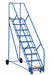 Vestil LAD-9-14-P-EZ Steel Rolling Warehouse Ladder 50 Degree 9 Perforated 23-9/16 in. Step Width 350 lb. Capacity Blue